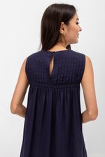 ADEENA BACK PLEAT MIDI DRESS W SASH