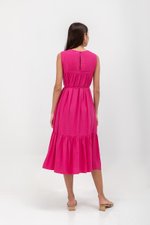 ADEENA BACK PLEAT MIDI DRESS W SASH