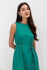ADEENA BACK PLEAT MIDI DRESS W SASH