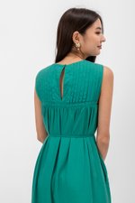 ADEENA BACK PLEAT MIDI DRESS W SASH