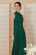 YARA FLORAL TEXTURED SHEATH MIDI CHEONGSAM