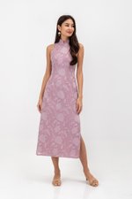 YARA FLORAL TEXTURED SHEATH MIDI CHEONGSAM