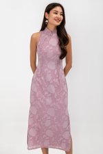 YARA FLORAL TEXTURED SHEATH MIDI CHEONGSAM
