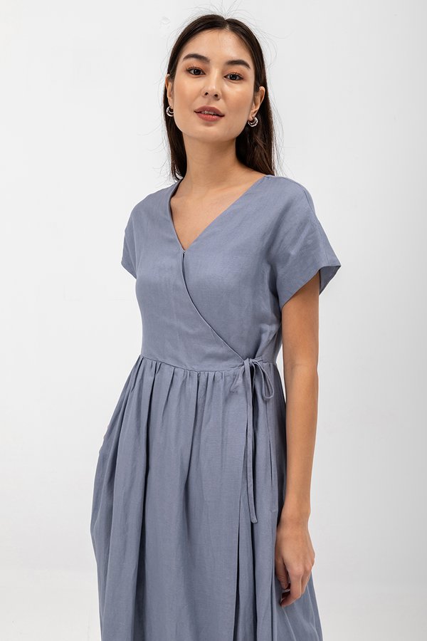 EMRY LINEN WRAP MAXI DRESS
