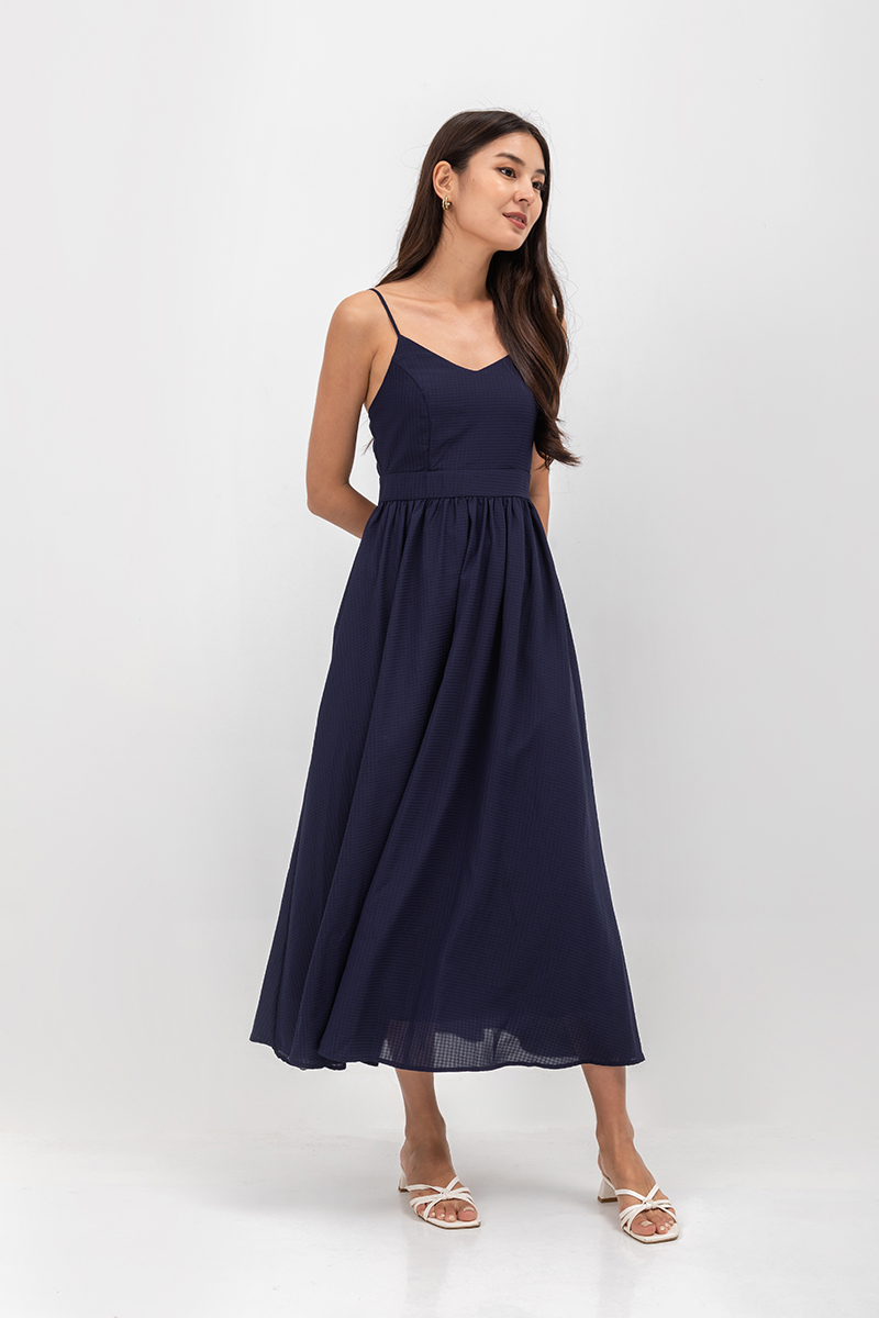 ADELAIDE CHECKERED CAMISOLE MAXI DRESS