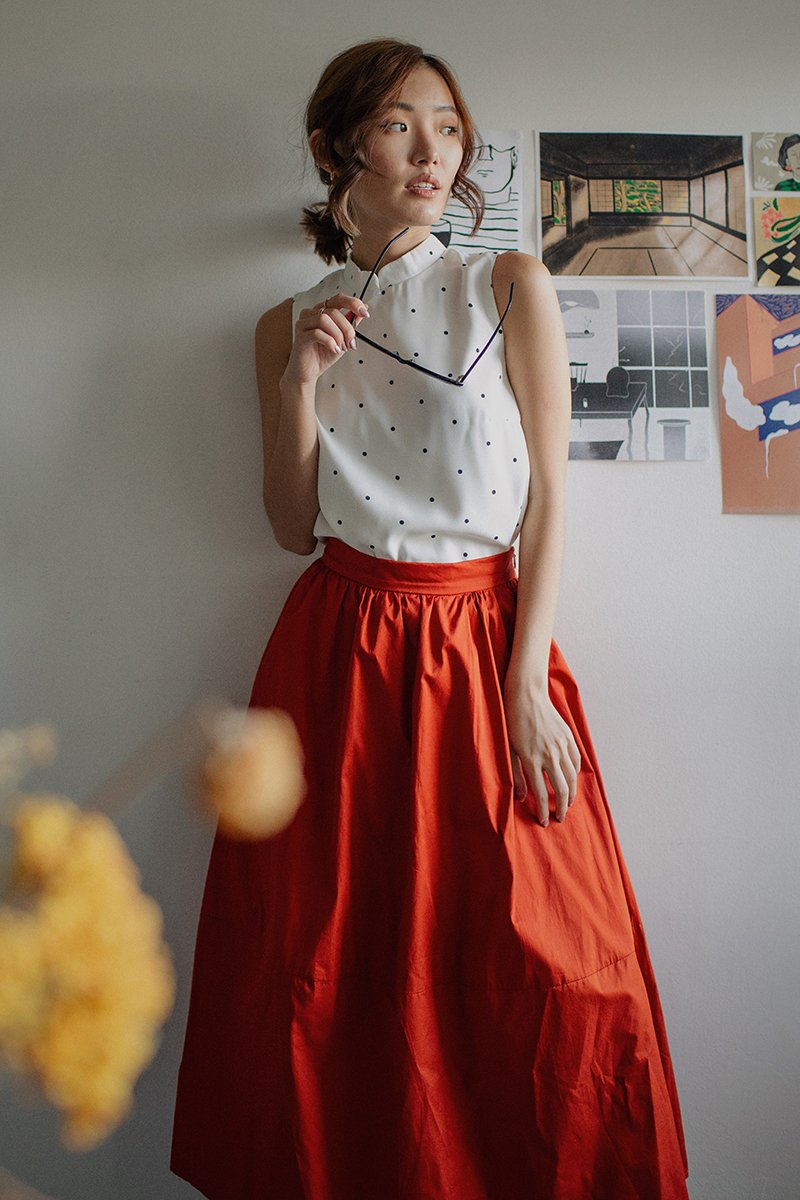 ALIZA POLKADOT CHEONGSAM TOP