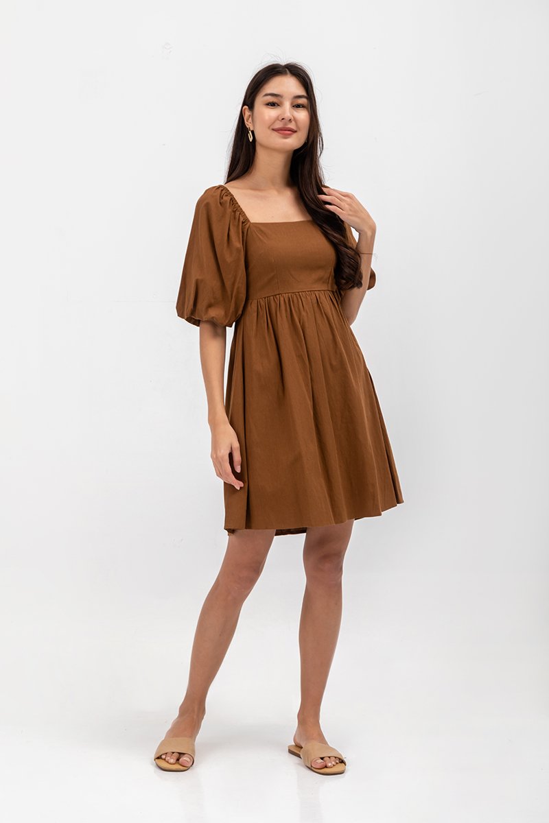ROSE PUFF SLEEVE MINI DRESS