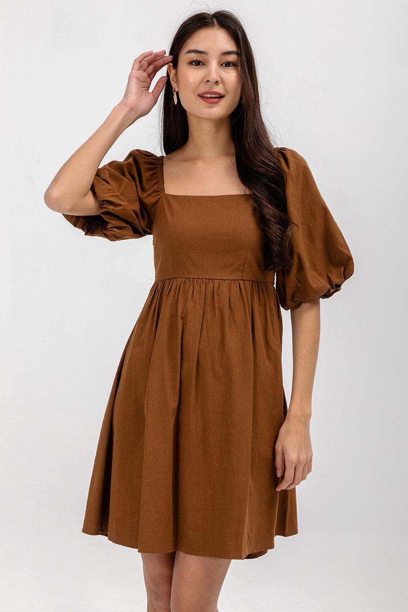 ROSE PUFF SLEEVE MINI DRESS
