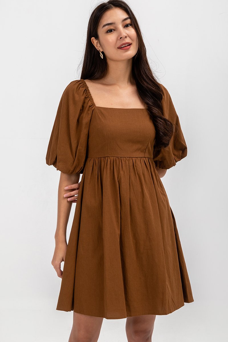 ROSE PUFF SLEEVE MINI DRESS