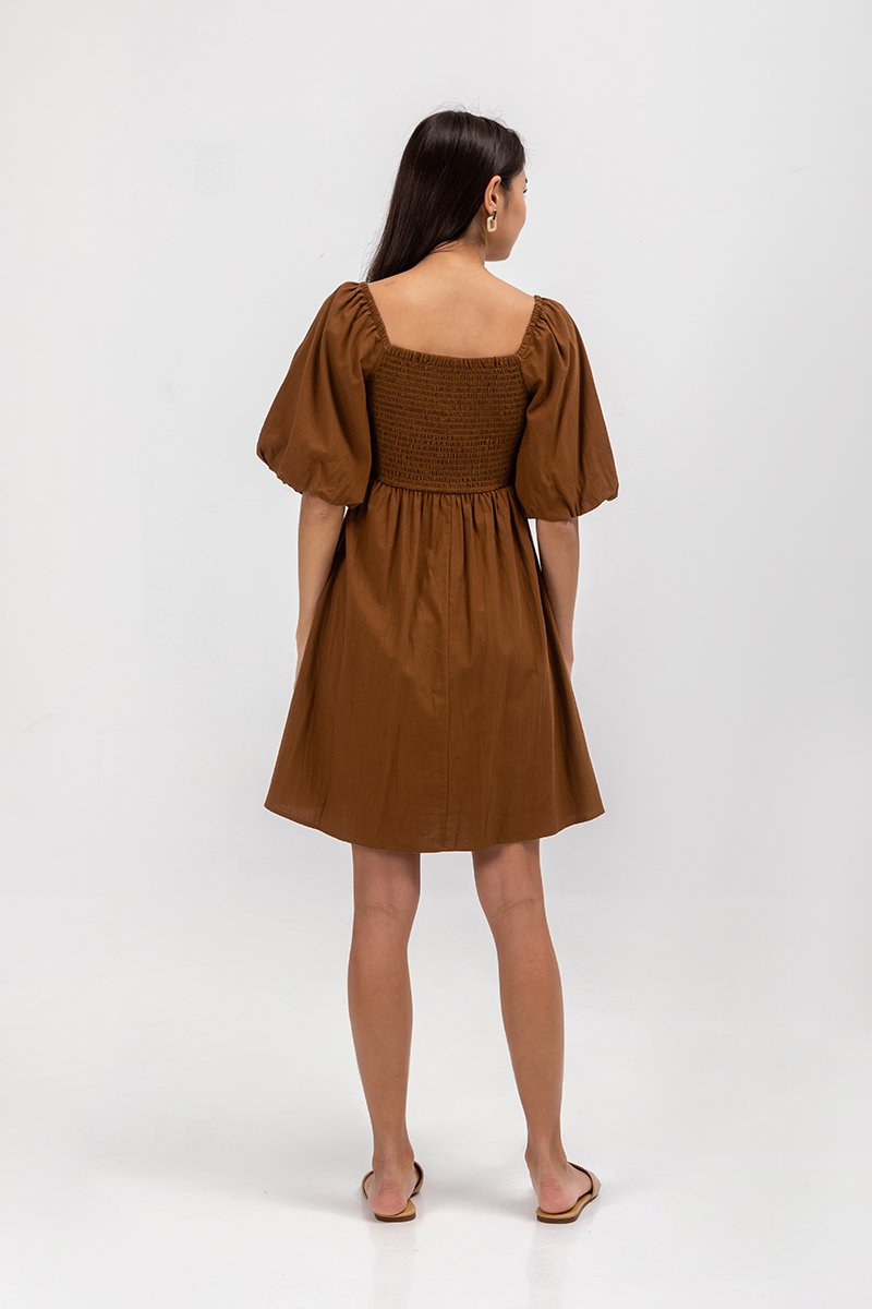 ROSE PUFF SLEEVE MINI DRESS