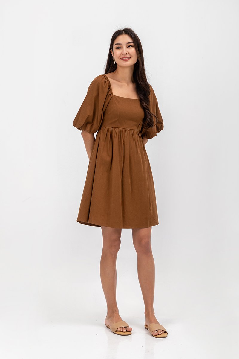 ROSE PUFF SLEEVE MINI DRESS