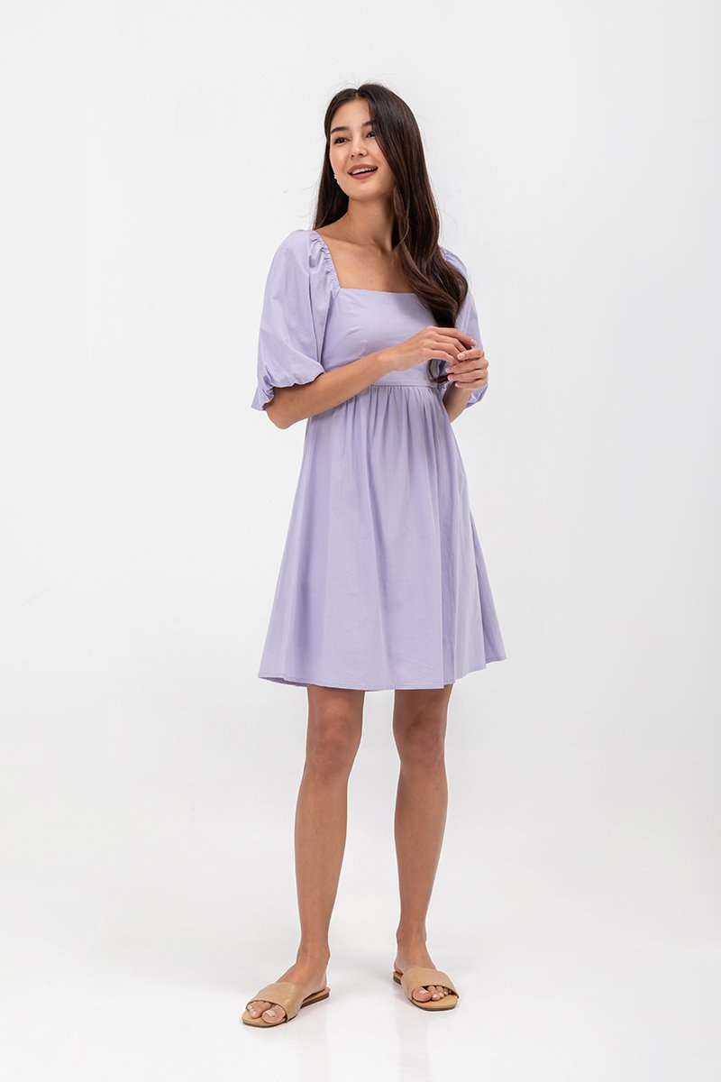 ROSE PUFF SLEEVE MINI DRESS