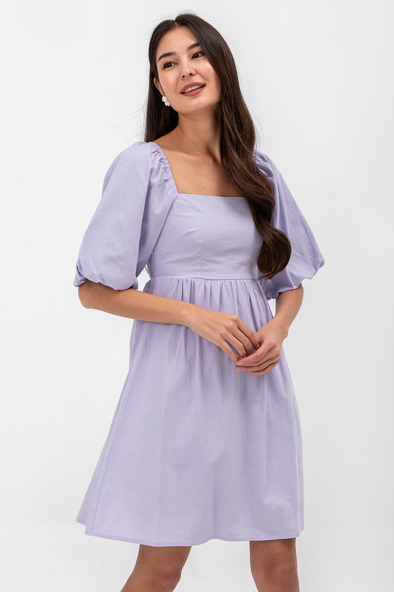 ROSE PUFF SLEEVE MINI DRESS