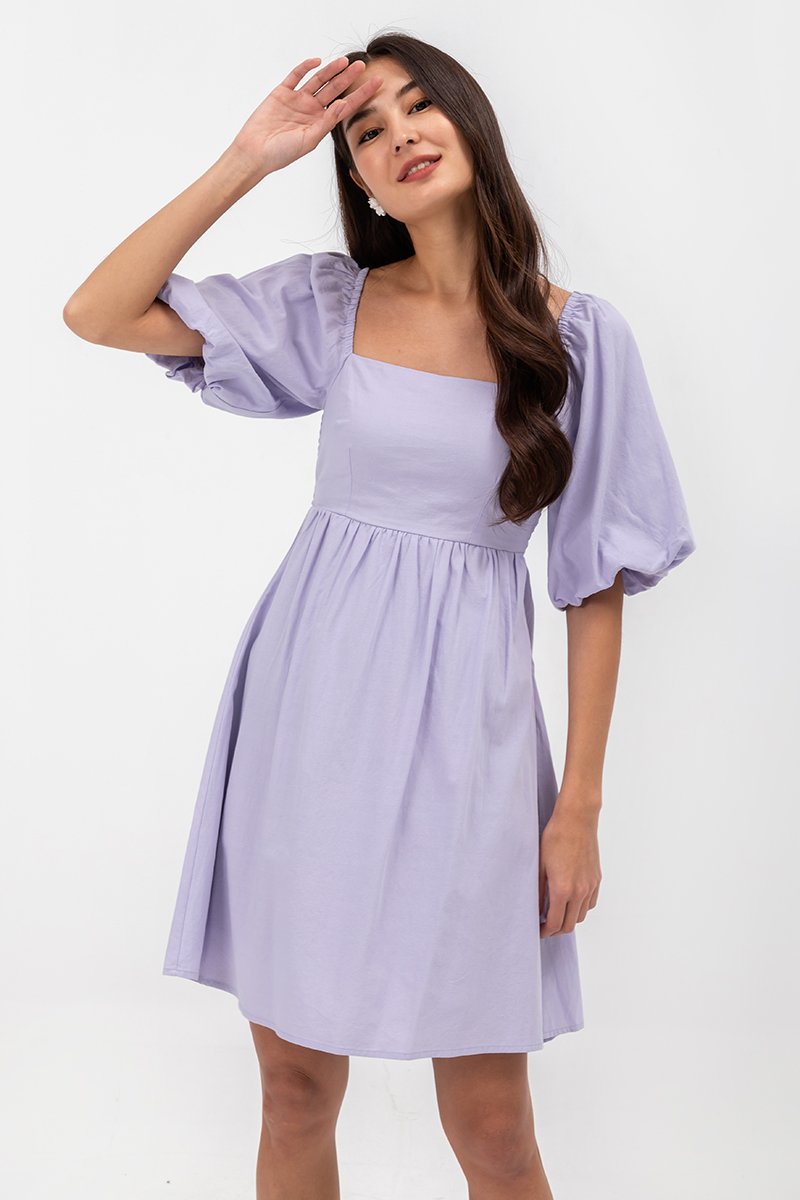 ROSE PUFF SLEEVE MINI DRESS
