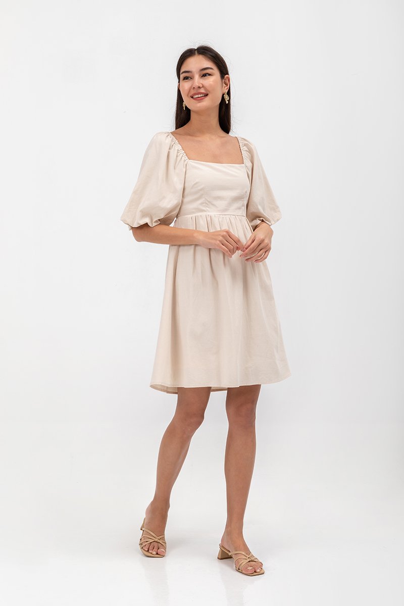 ROSE PUFF SLEEVE MINI DRESS