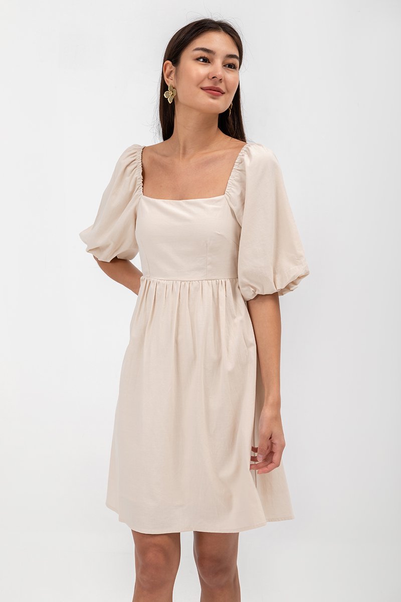 ROSE PUFF SLEEVE MINI DRESS