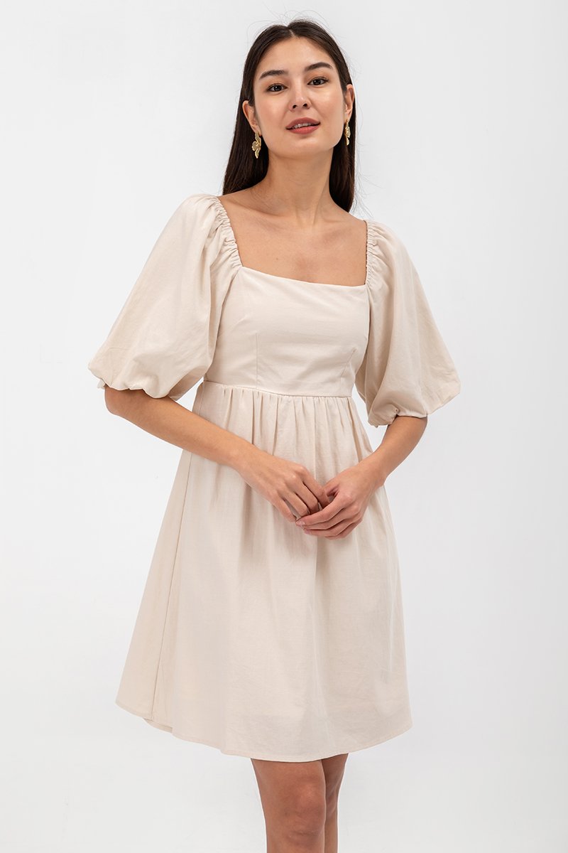 ROSE PUFF SLEEVE MINI DRESS