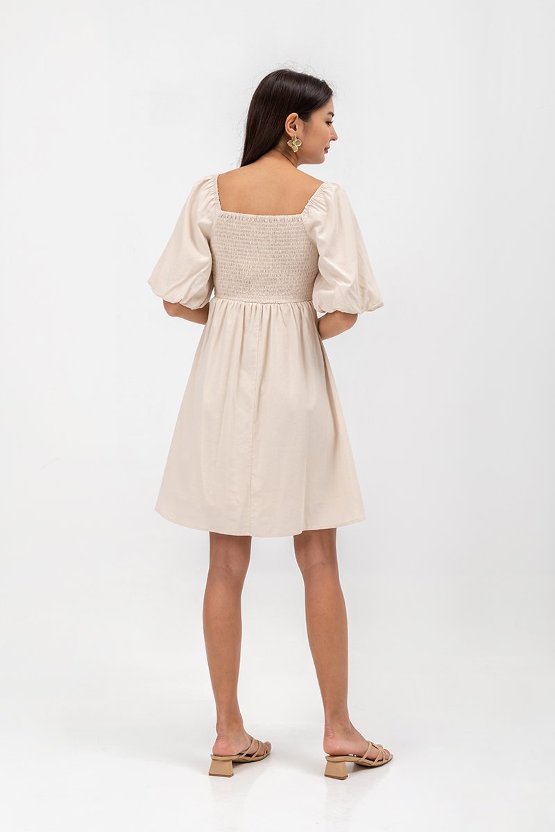 ROSE PUFF SLEEVE MINI DRESS