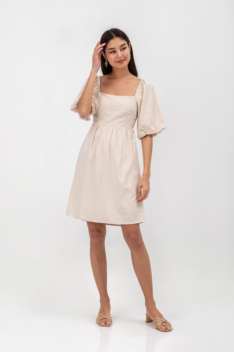 ROSE PUFF SLEEVE MINI DRESS