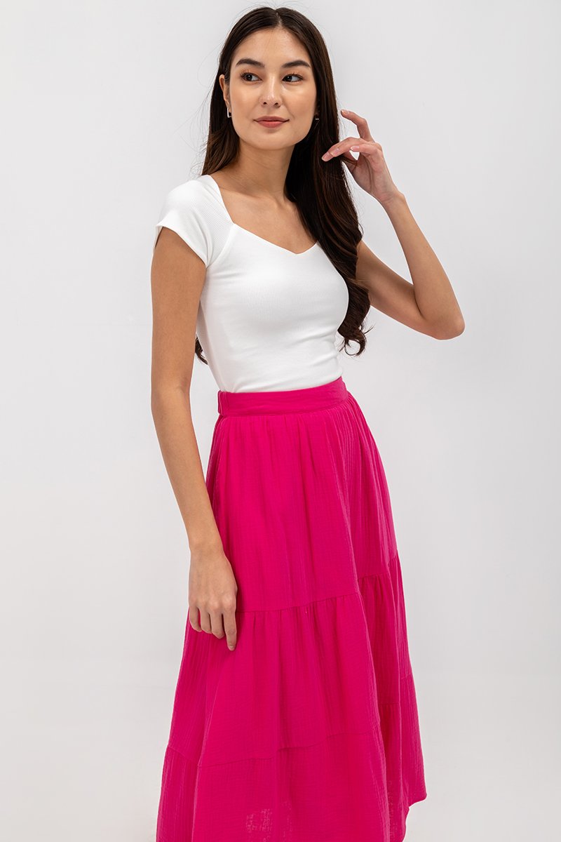 IMANI TIERED MUSLIN MIDI SKIRT