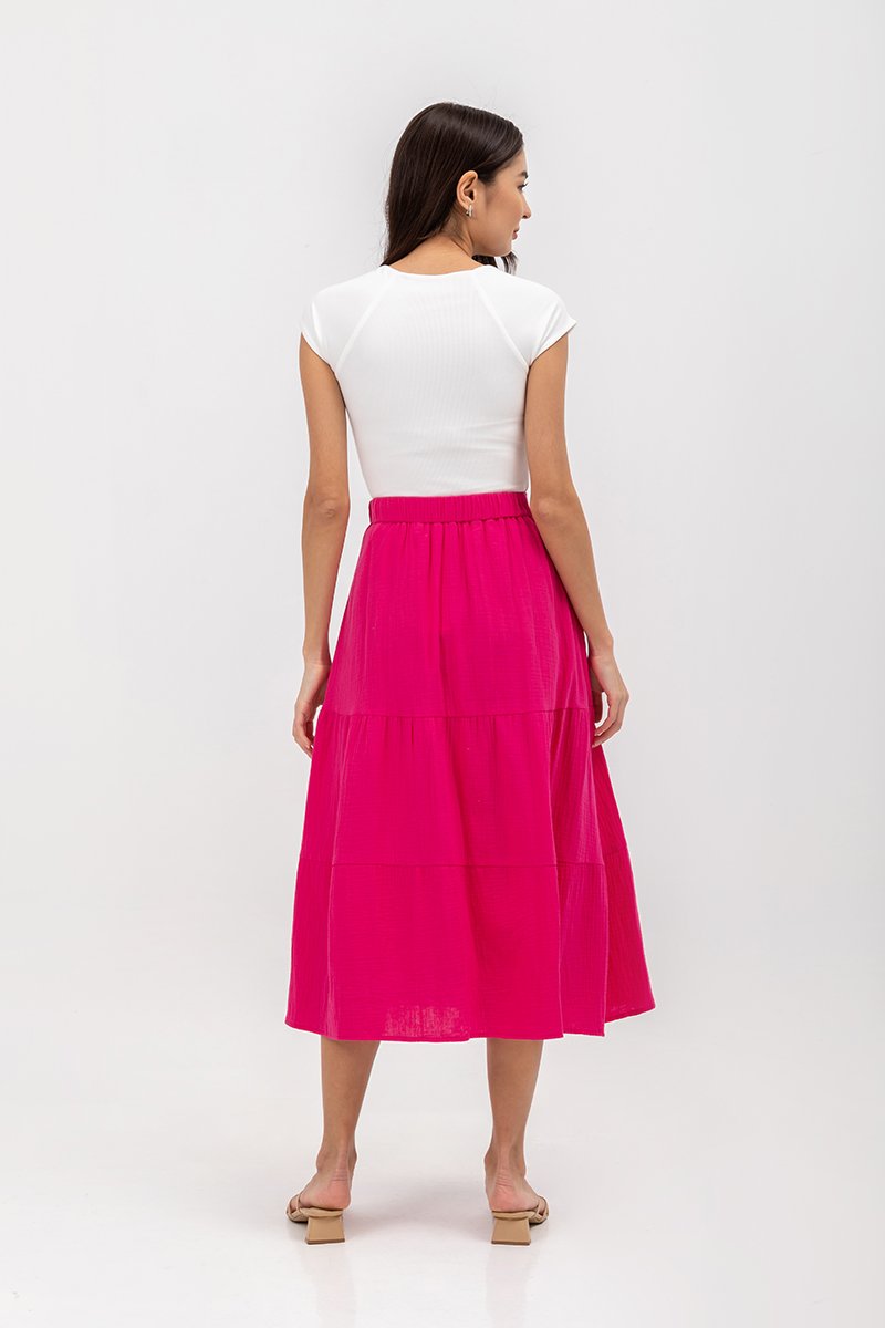 IMANI TIERED MUSLIN MIDI SKIRT