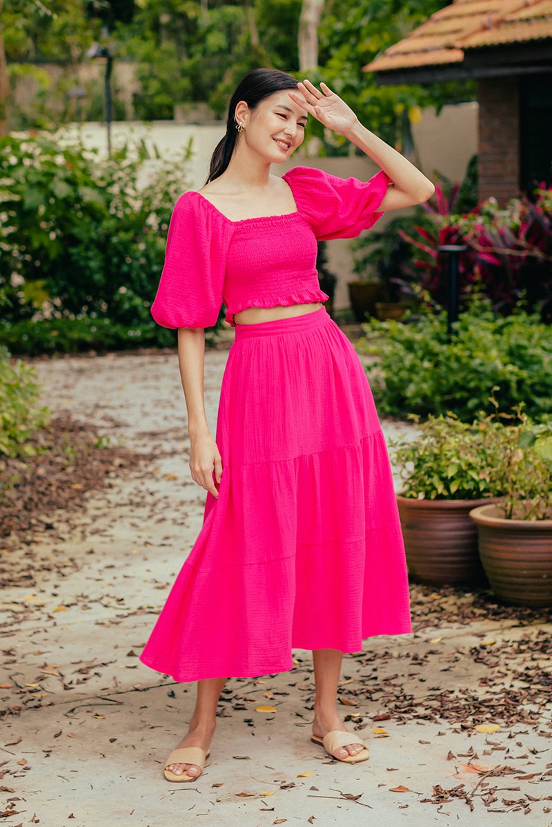 IMANI TIERED MUSLIN MIDI SKIRT