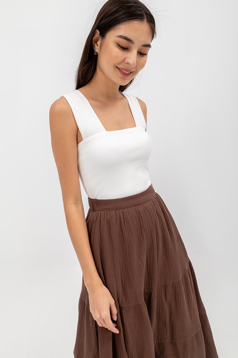 IMANI TIERED MUSLIN MIDI SKIRT