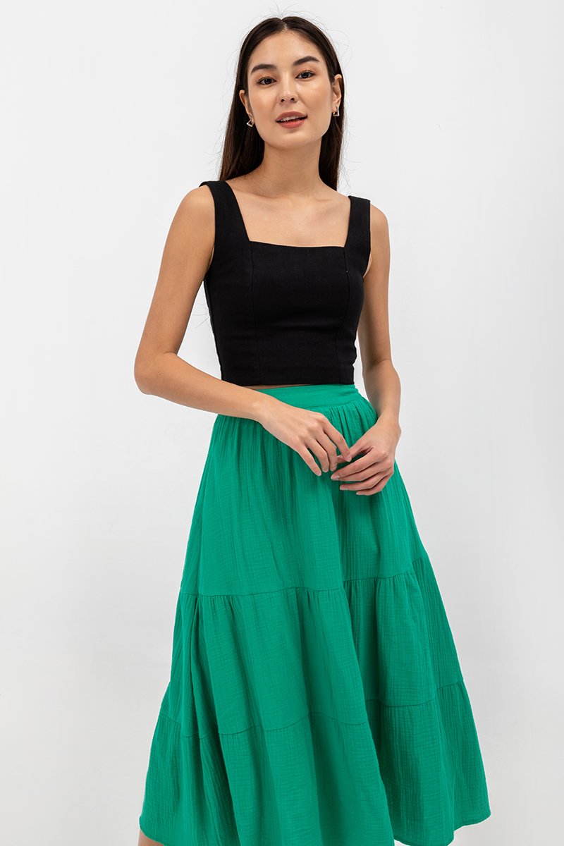 IMANI TIERED MUSLIN MIDI SKIRT