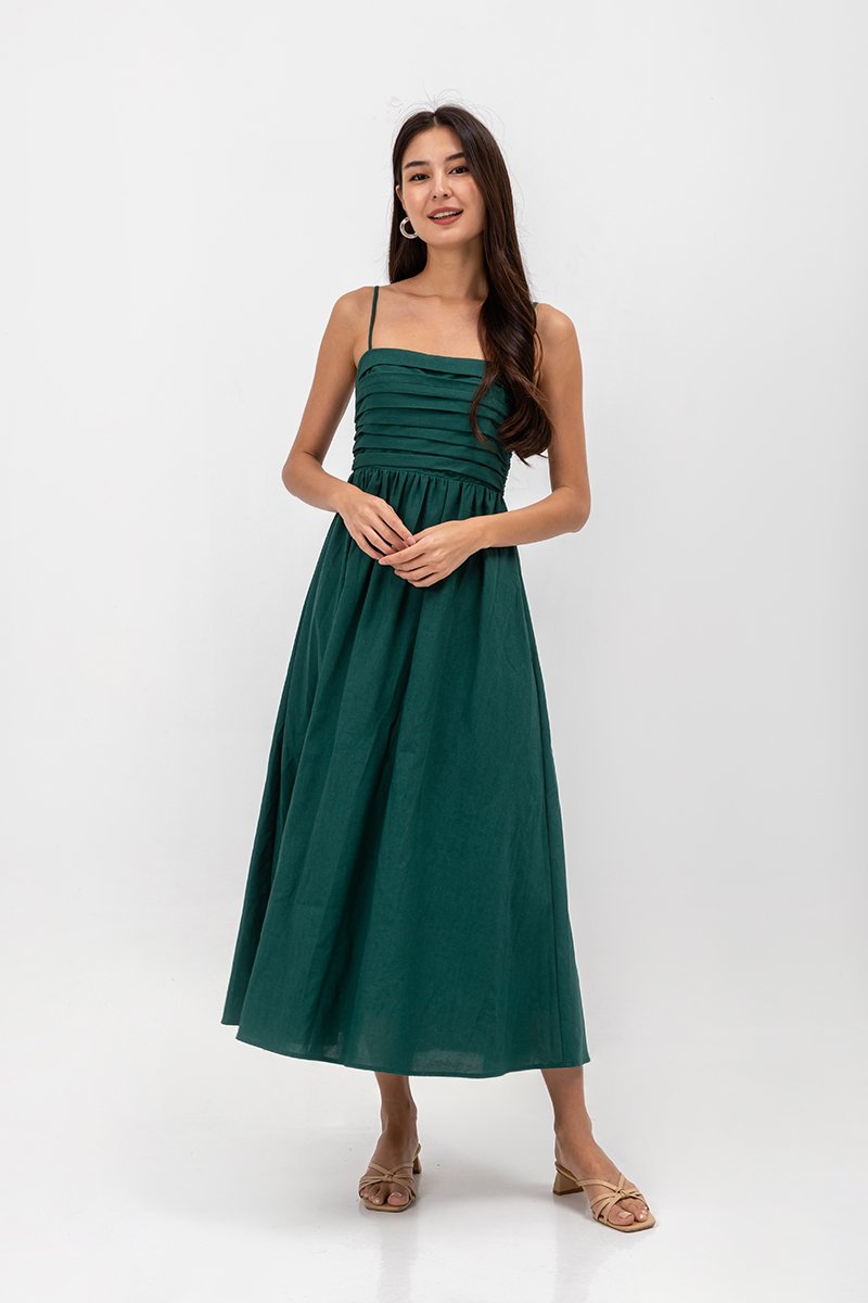 KIEVA PLEATED CHEST CAMISOLE MAXI DRESS