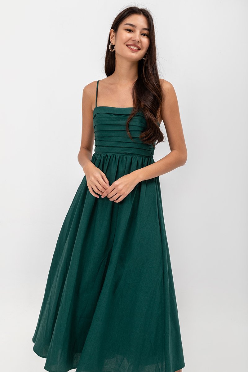 KIEVA PLEATED CHEST CAMISOLE MAXI DRESS