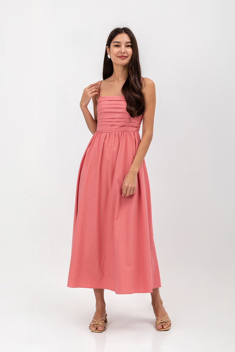 KIEVA PLEATED CHEST CAMISOLE MAXI DRESS