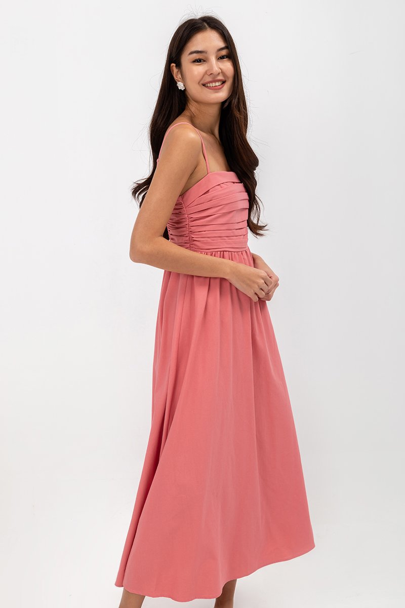 KIEVA PLEATED CHEST CAMISOLE MAXI DRESS