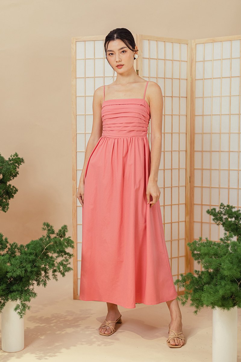 KIEVA PLEATED CHEST CAMISOLE MAXI DRESS