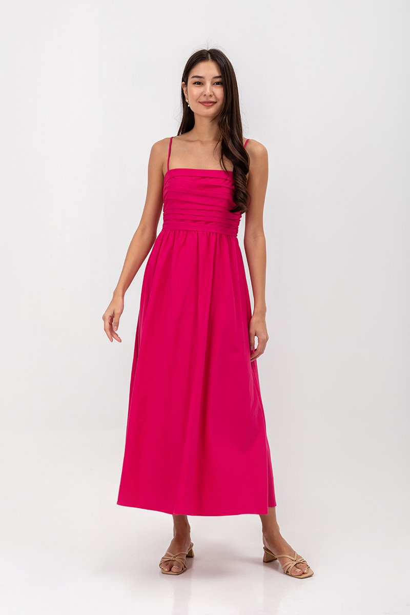 KIEVA PLEATED CHEST CAMISOLE MAXI DRESS