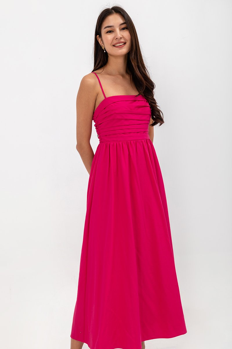 KIEVA PLEATED CHEST CAMISOLE MAXI DRESS