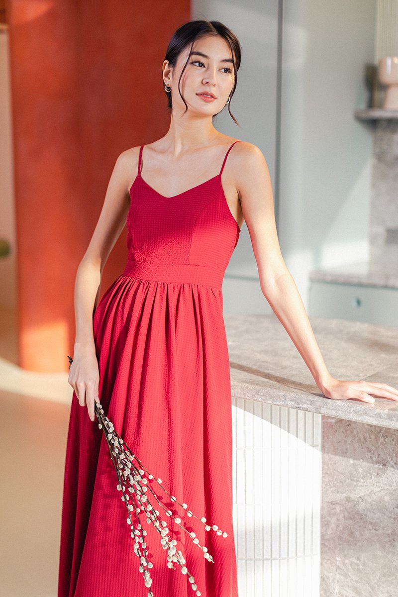 ADELAIDE CHECKERED CAMISOLE MAXI DRESS