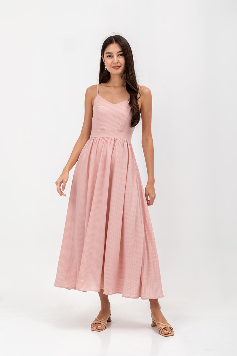 ADELAIDE CHECKERED CAMISOLE MAXI DRESS