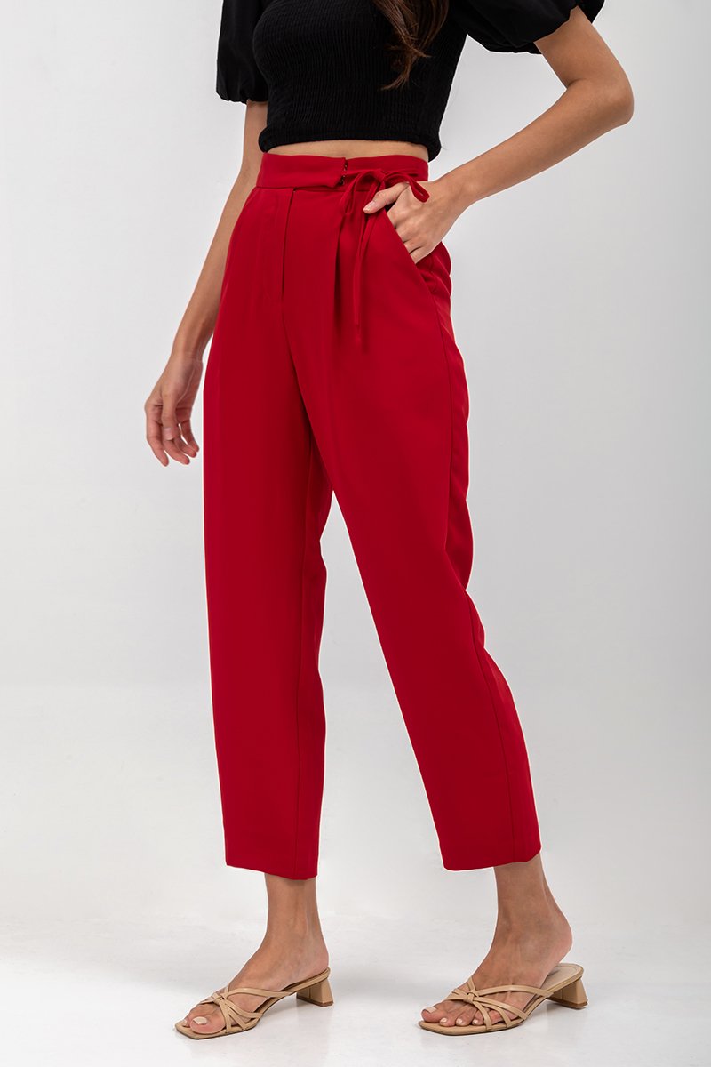 ANYA SIDE RIBBON TIE TAPERED PANTS