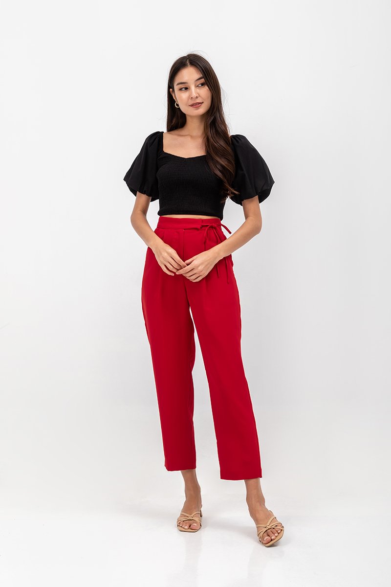 ANYA SIDE RIBBON TIE TAPERED PANTS