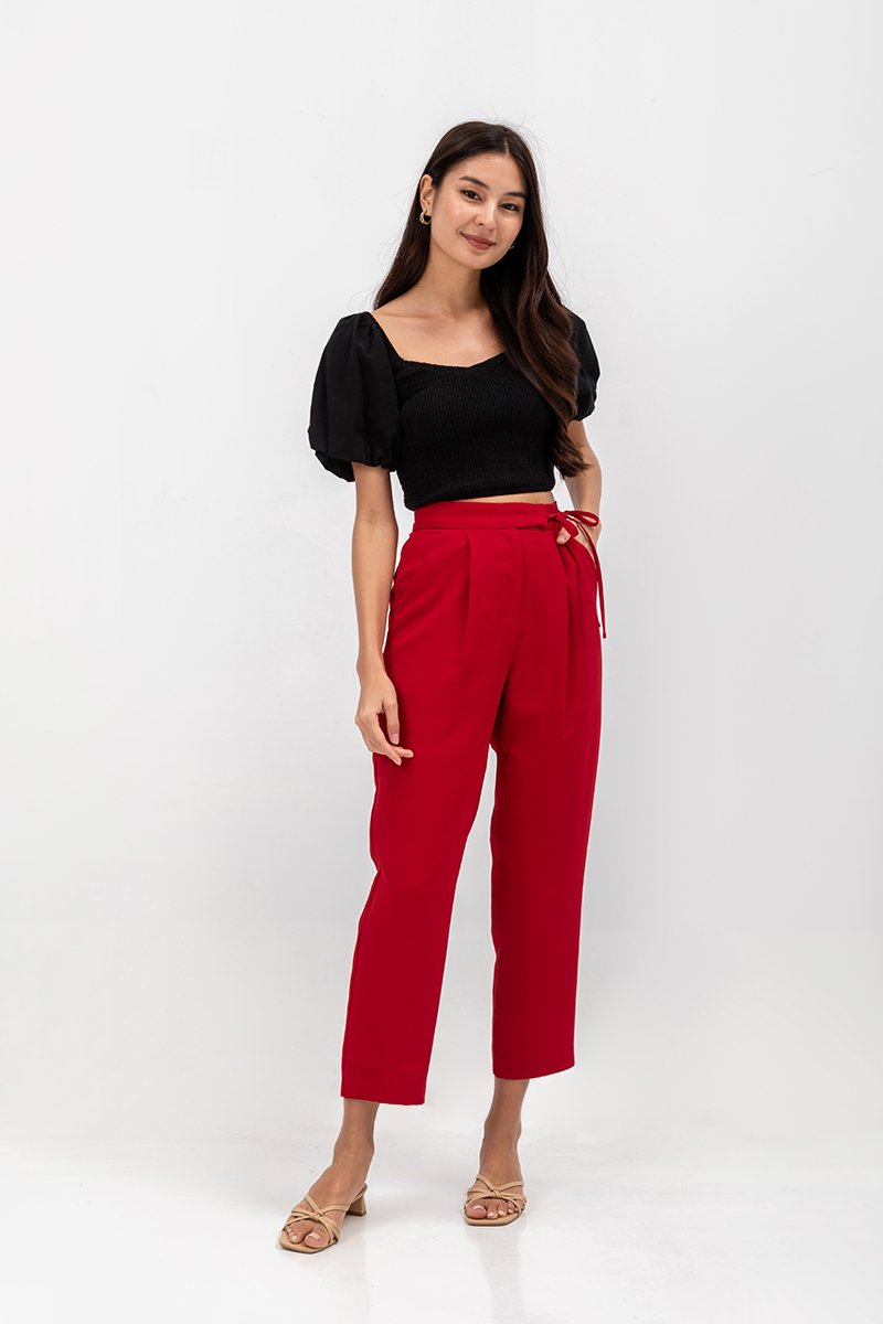 ANYA SIDE RIBBON TIE TAPERED PANTS