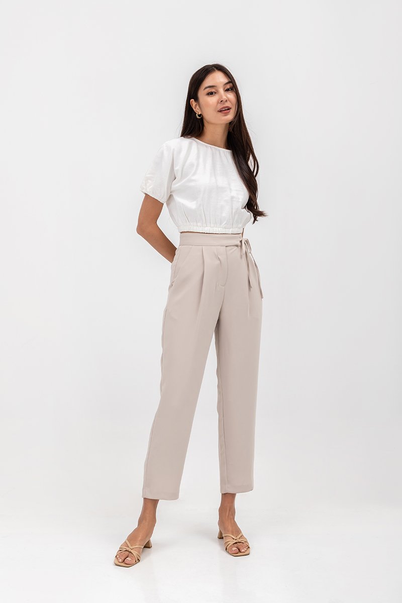 ANYA SIDE RIBBON TIE TAPERED PANTS
