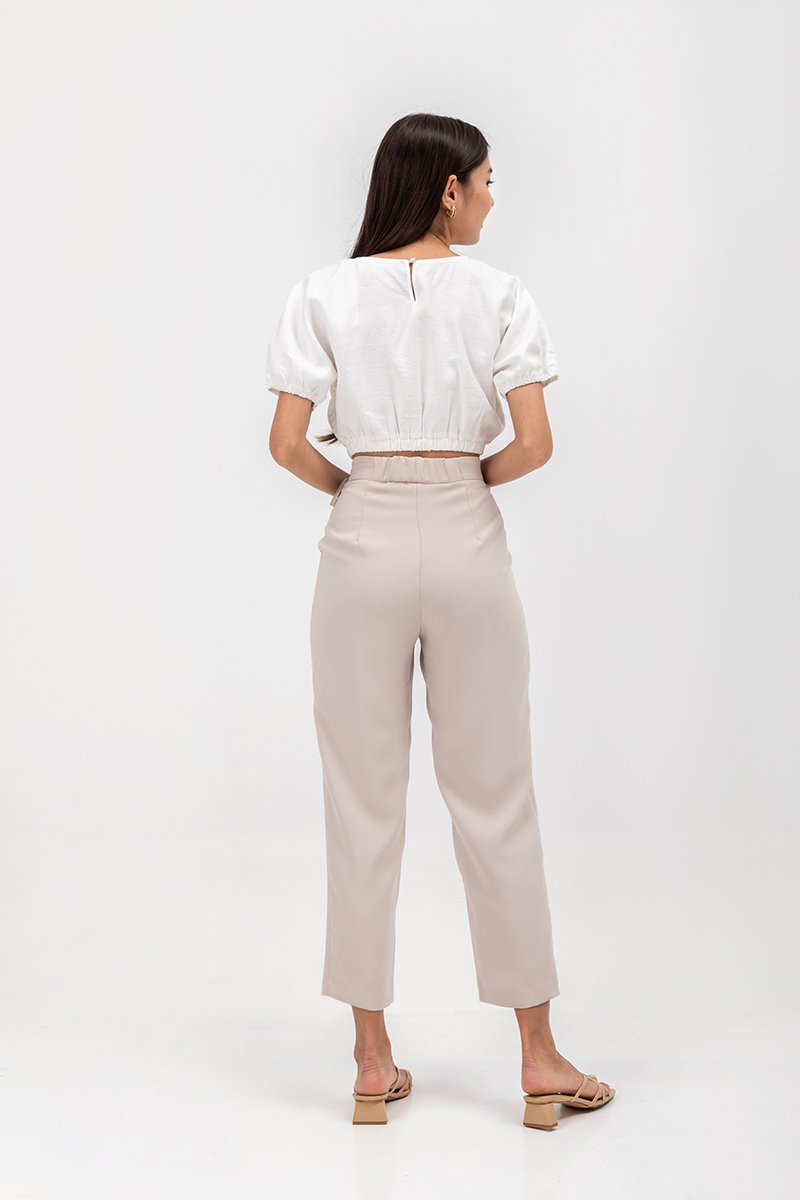 ANYA SIDE RIBBON TIE TAPERED PANTS
