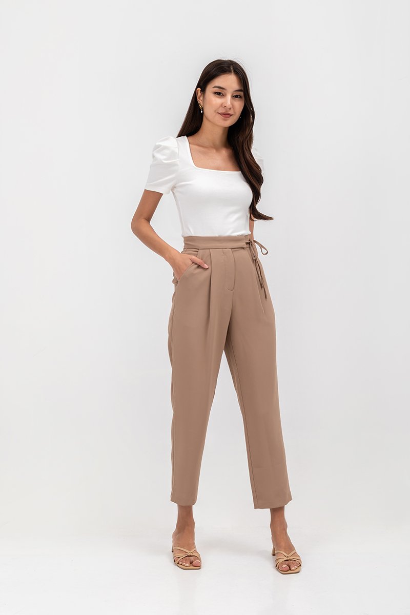 ANYA SIDE RIBBON TIE TAPERED PANTS