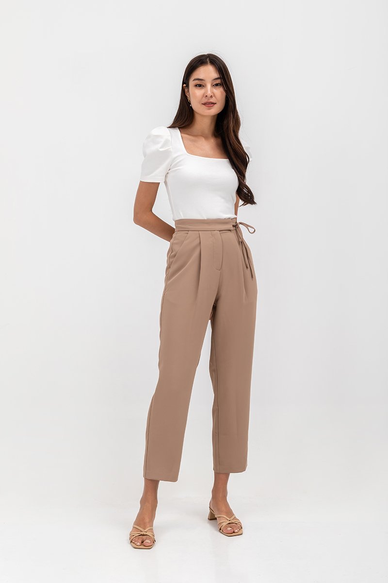 ANYA SIDE RIBBON TIE TAPERED PANTS