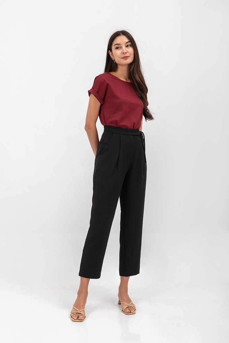 ANYA SIDE RIBBON TIE TAPERED PANTS