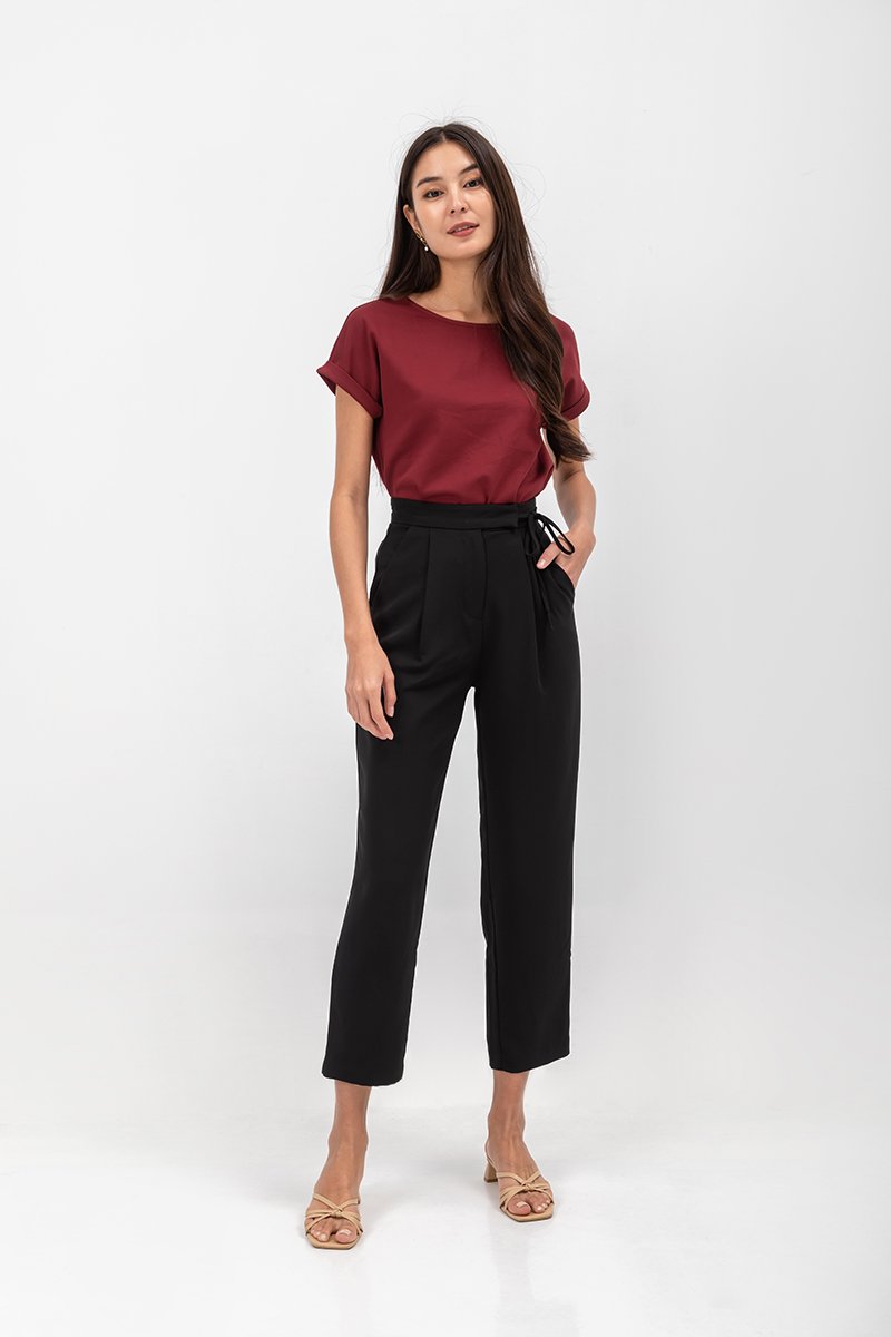 ANYA SIDE RIBBON TIE TAPERED PANTS