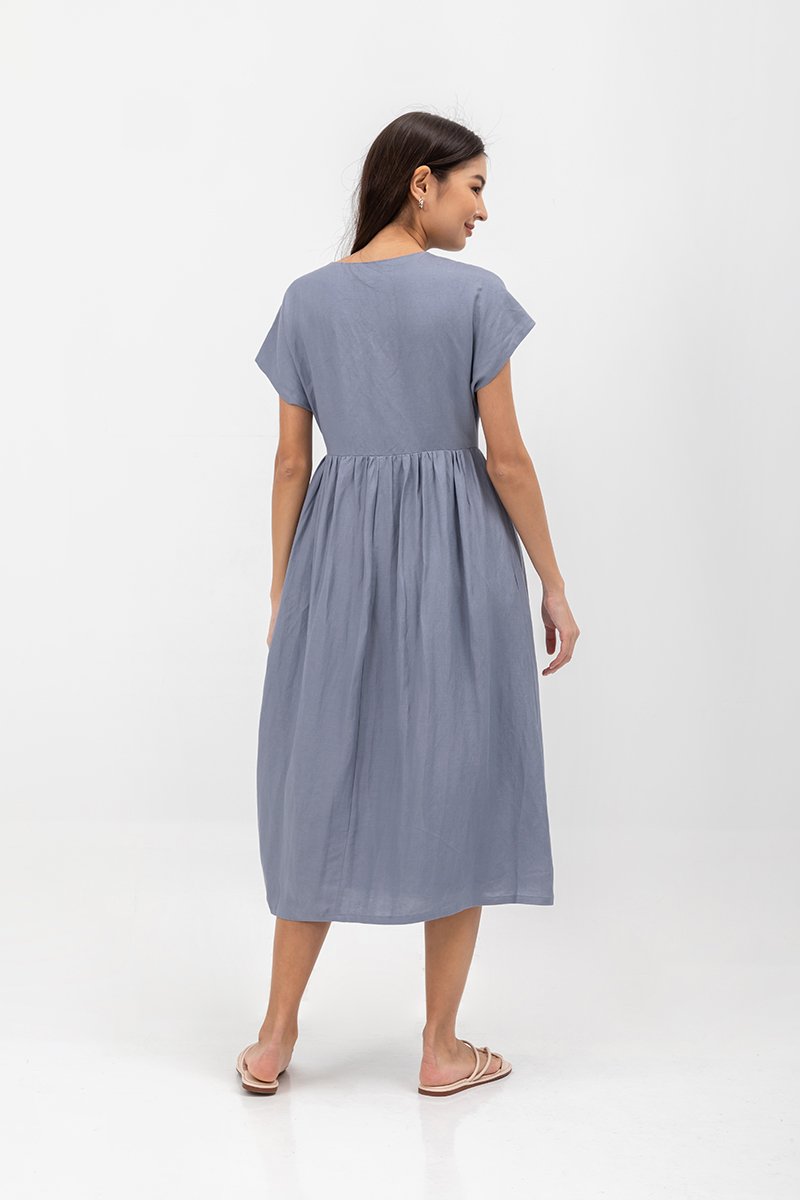 EMRY LINEN WRAP MAXI DRESS