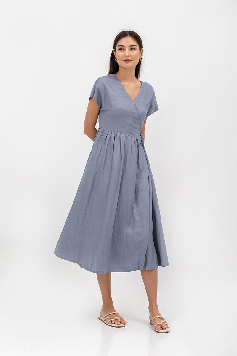EMRY LINEN WRAP MAXI DRESS