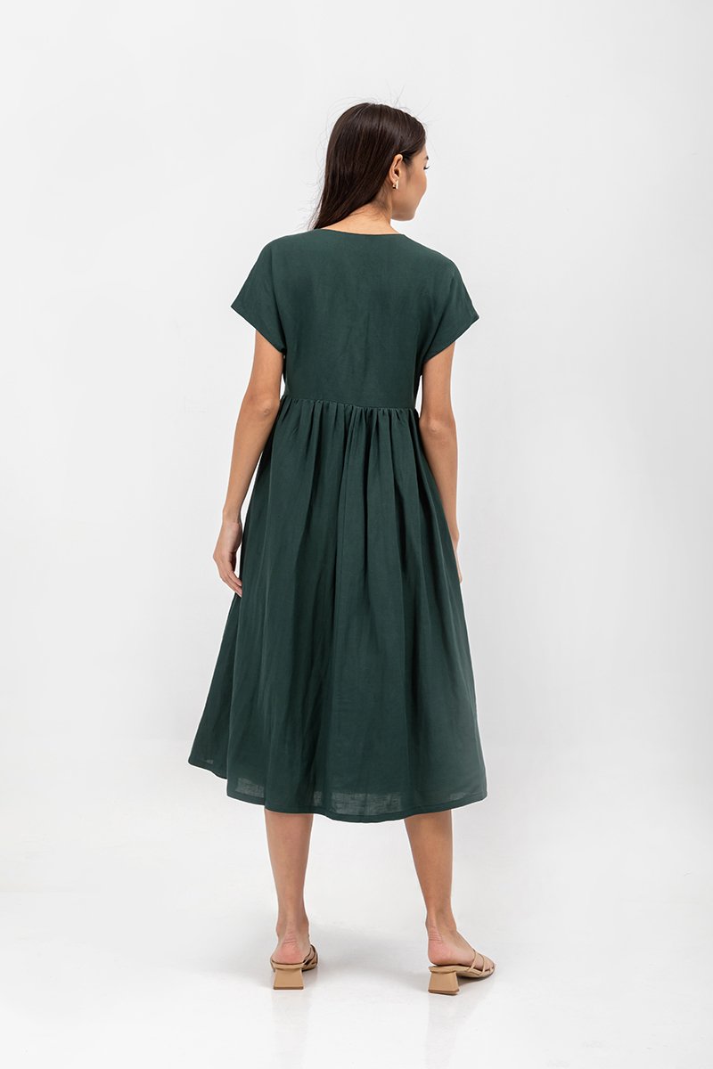 EMRY LINEN WRAP MAXI DRESS