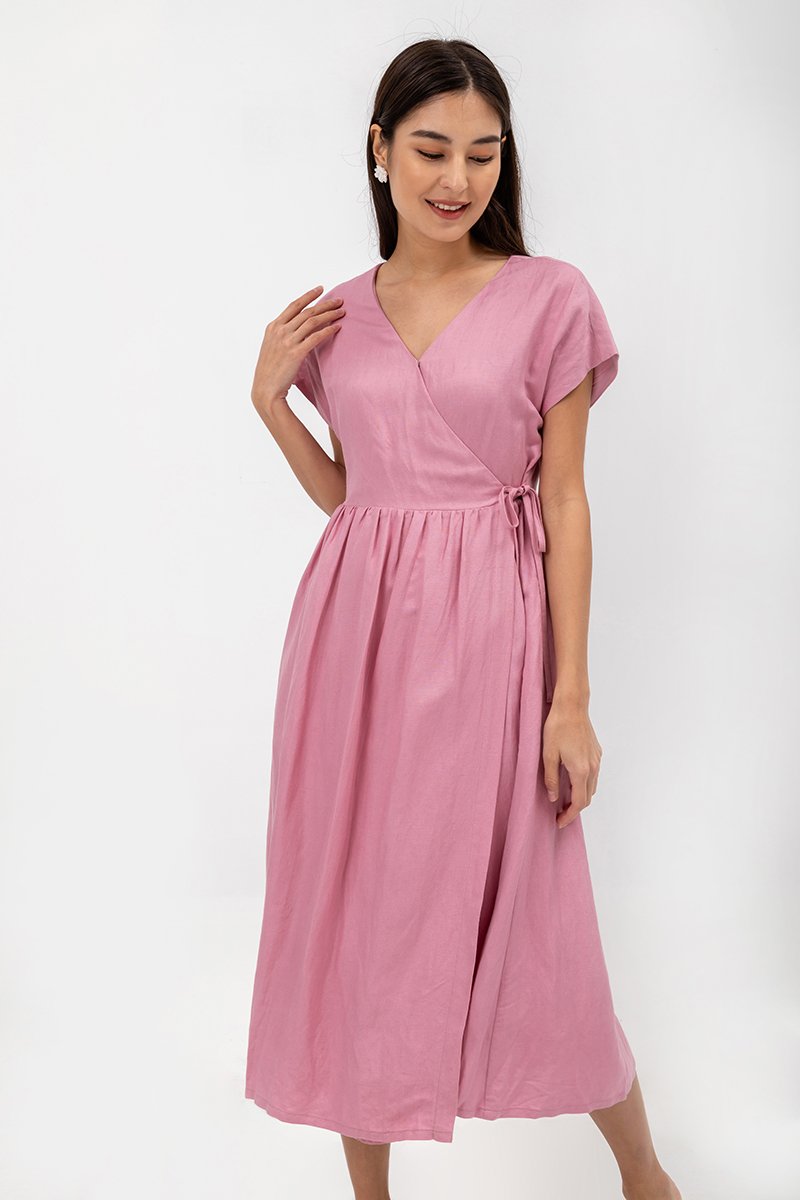EMRY LINEN WRAP MAXI DRESS